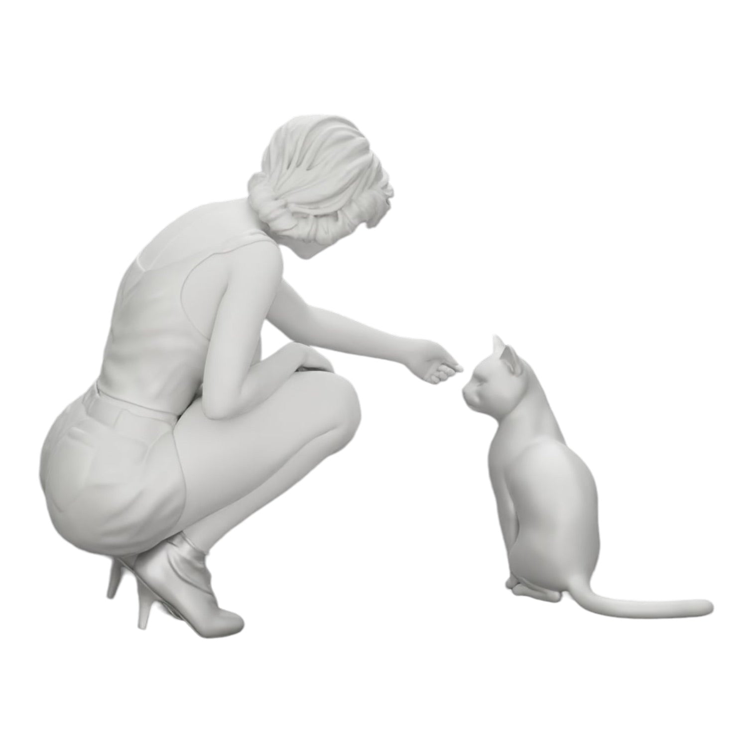 Foto de producto de modelismo de diorama 0: Bonita niña arrodillada junto a su gato (Ref Nr. A21)