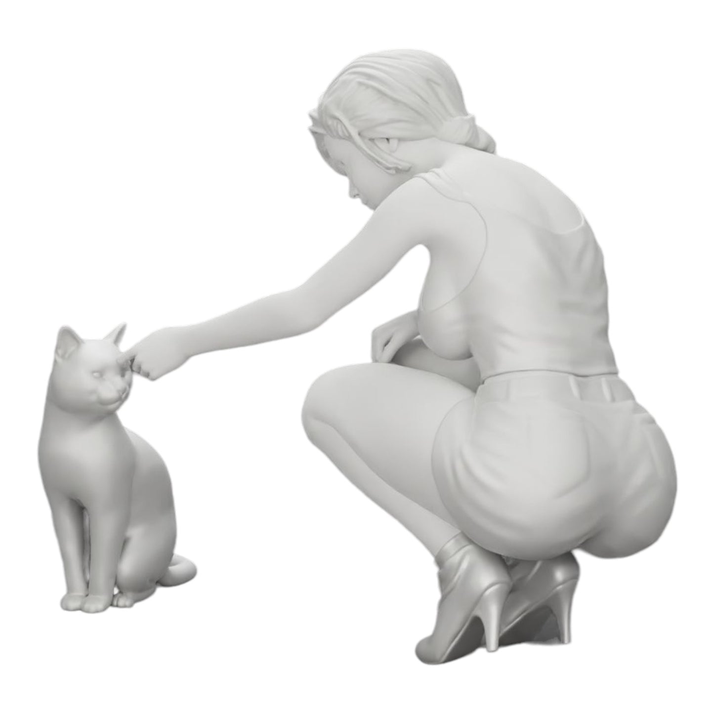 Foto de producto de modelismo de diorama 0: Bonita niña arrodillada junto a su gato (Ref Nr. A21)