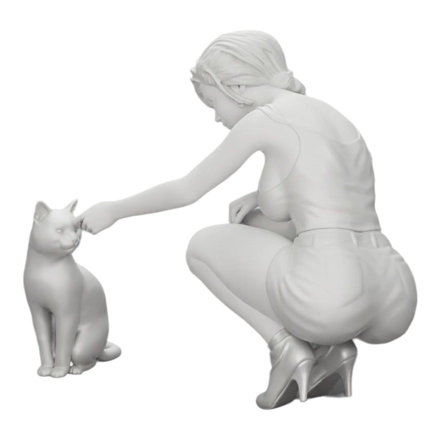 Foto de producto de modelismo de diorama 0: Bonita niña arrodillada junto a su gato (Ref Nr. A21)