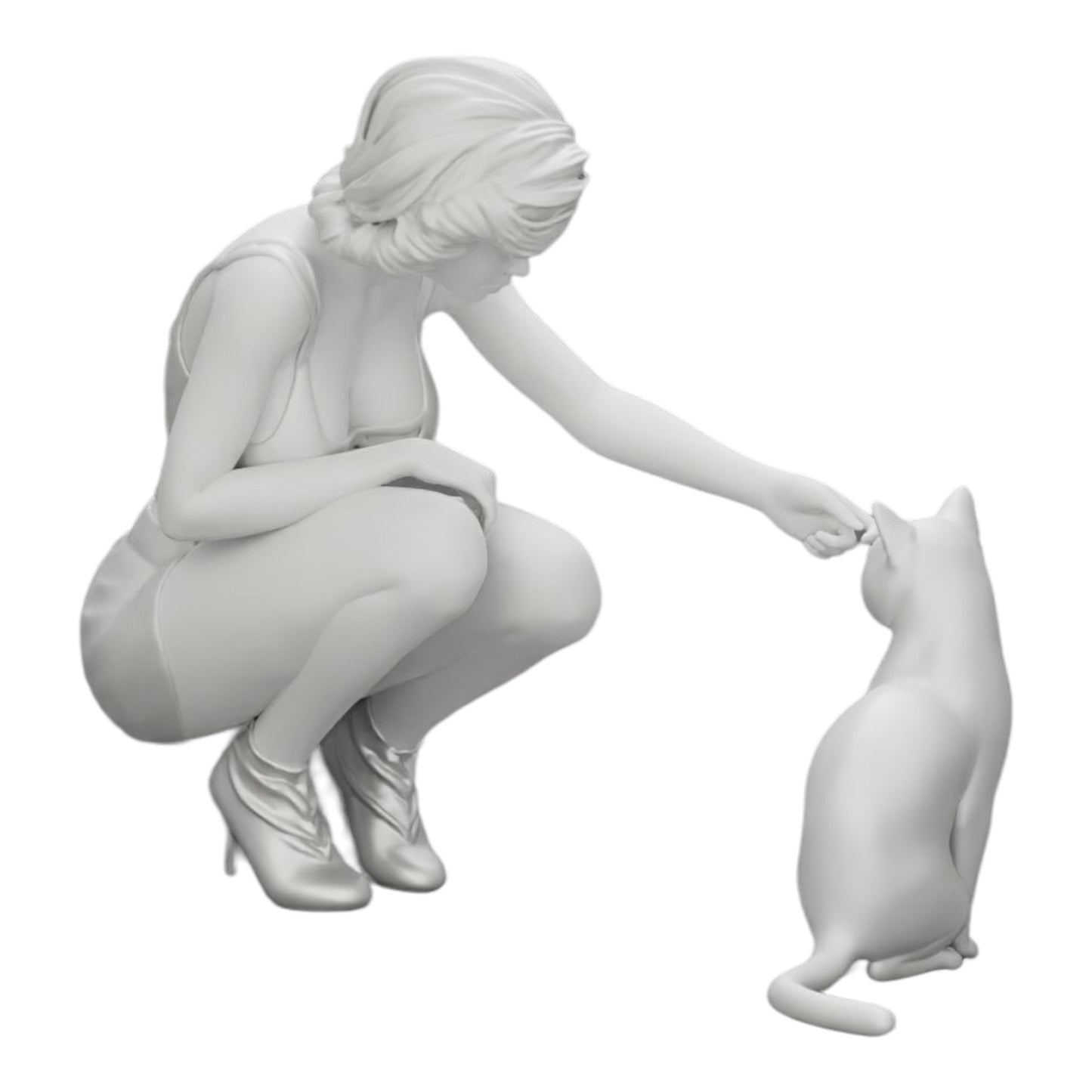 Foto de producto de modelismo de diorama 0: Bonita niña arrodillada junto a su gato (Ref Nr. A21)