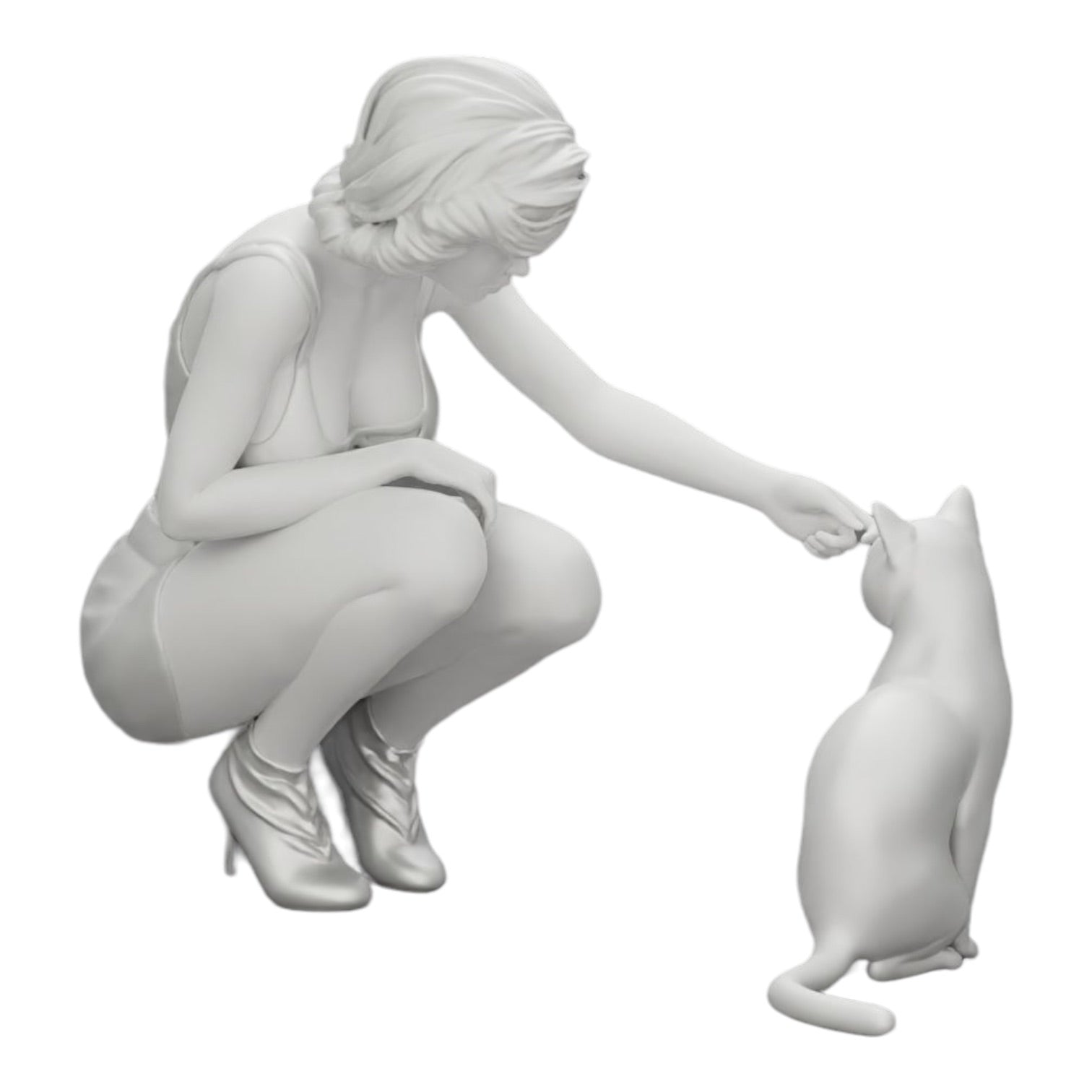 Foto de producto de modelismo de diorama 0: Bonita niña arrodillada junto a su gato (Ref Nr. A21)