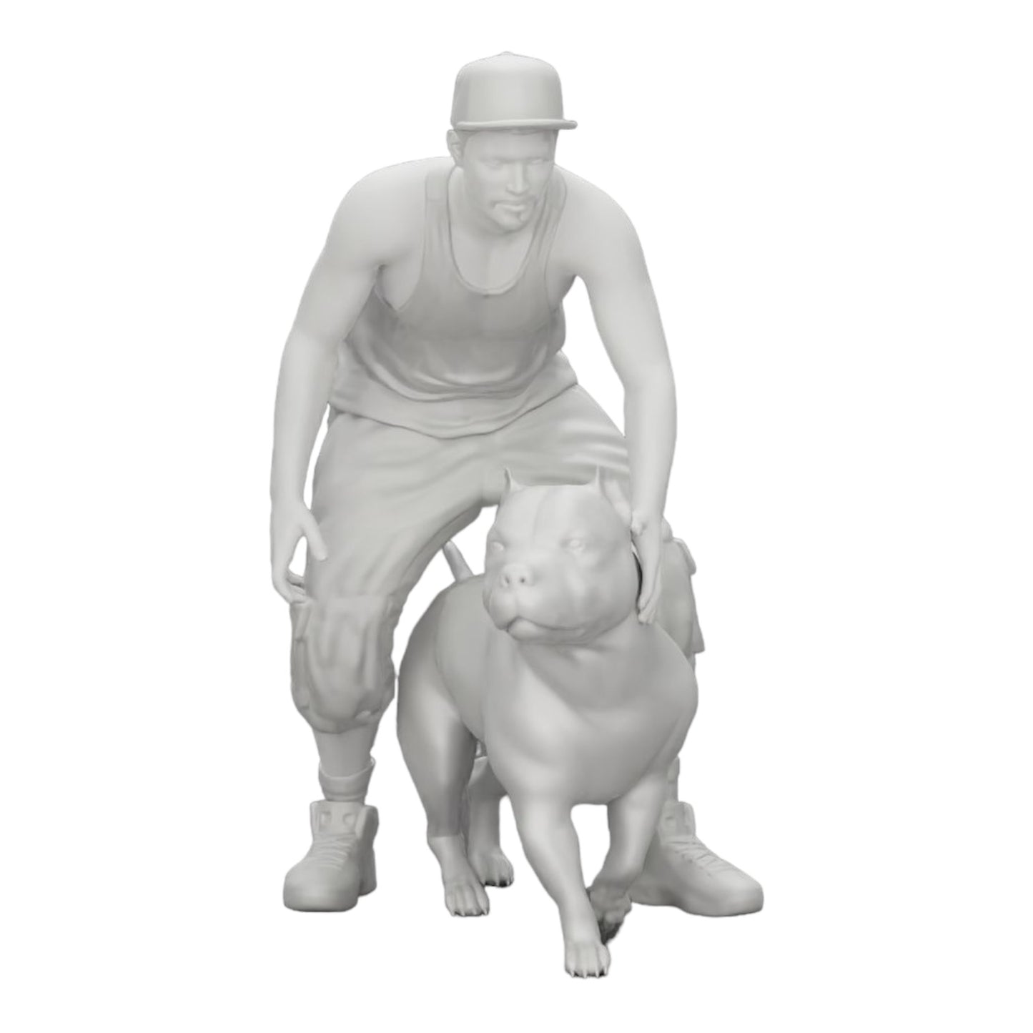 Foto de producto de modelismo diorama 0: Gangster-Homie con gorra y perro Pitbull (Ref. Nr. A22)
