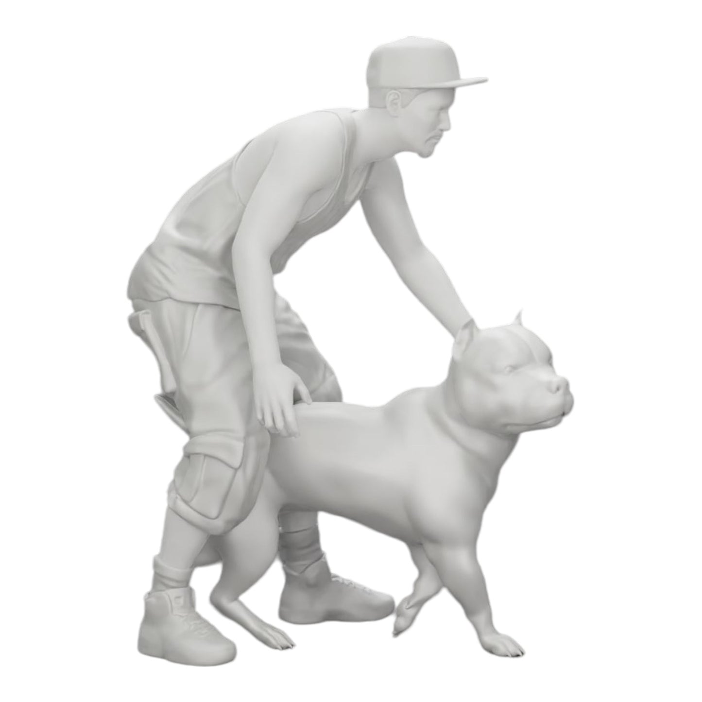 Foto de producto de modelismo diorama 0: Gangster-Homie con gorra y perro Pitbull (Ref. Nr. A22)