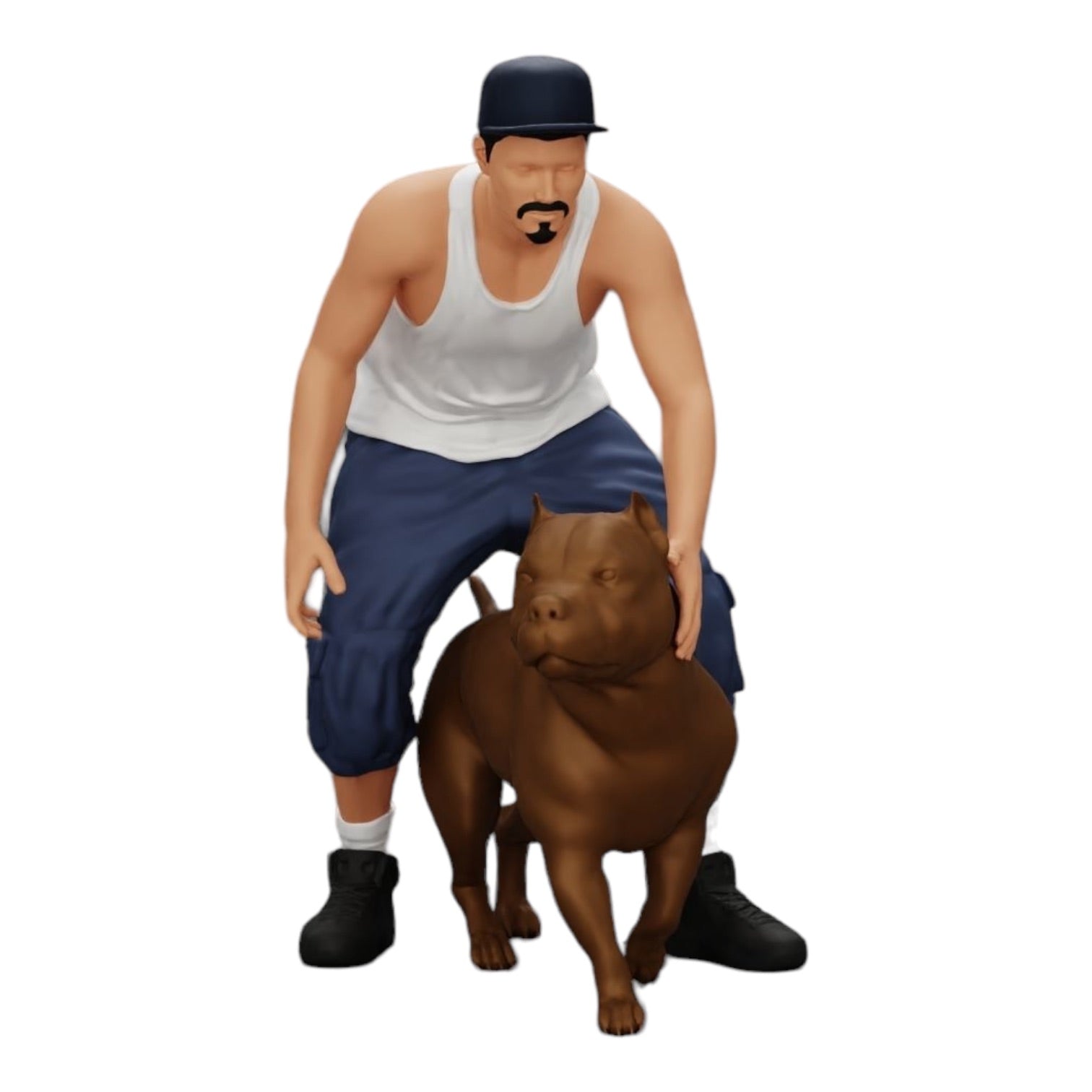 Foto de producto de modelismo diorama 0: Gangster-Homie con gorra y perro Pitbull (Ref. Nr. A22)