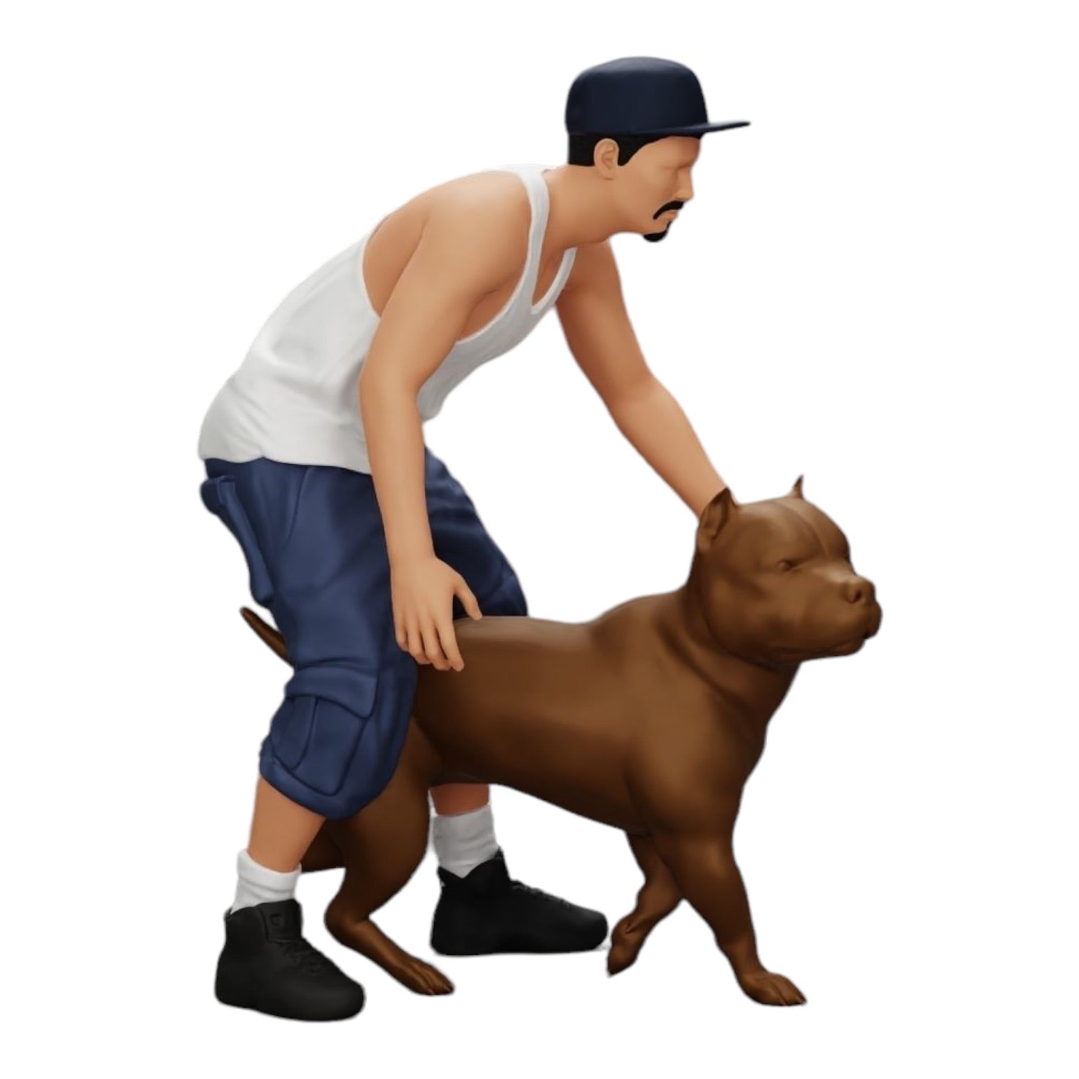 Foto de producto de modelismo diorama 0: Gangster-Homie con gorra y perro Pitbull (Ref. Nr. A22)