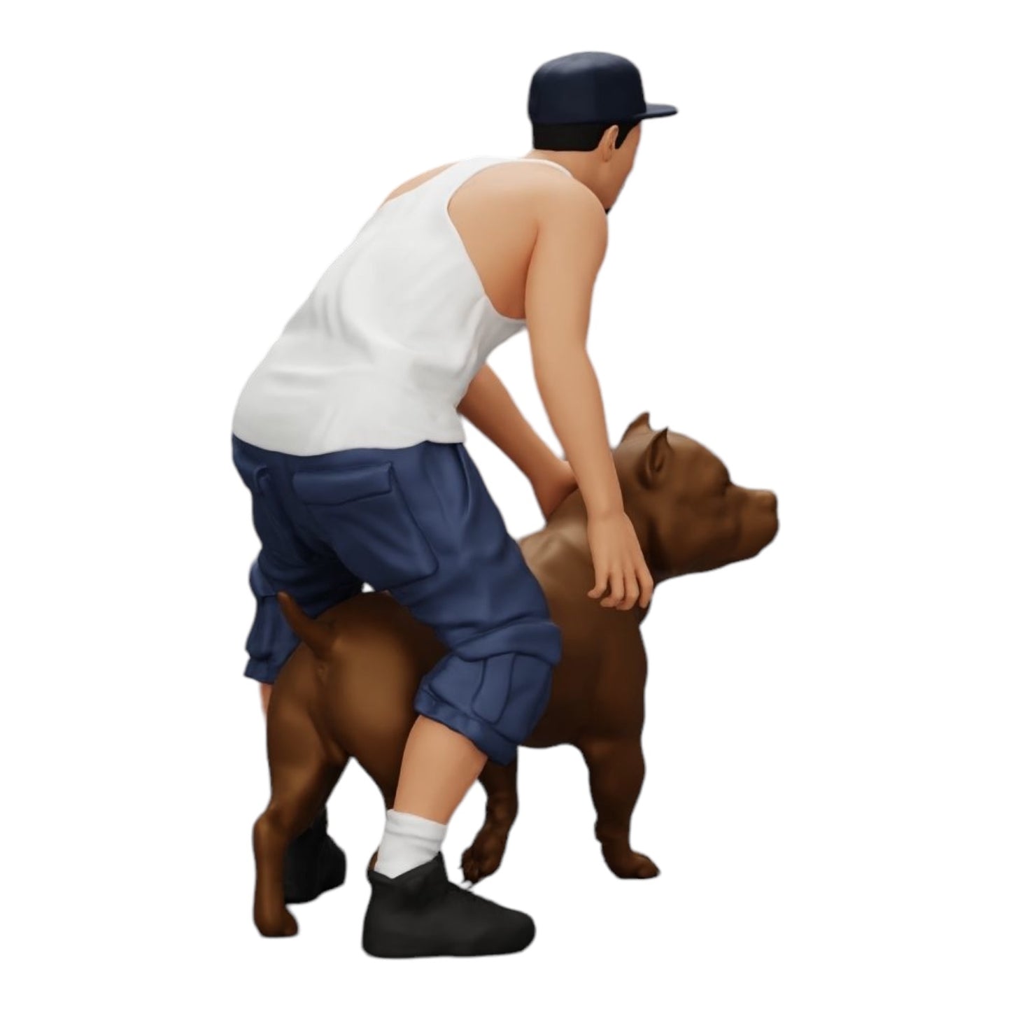 Foto de producto de modelismo diorama 0: Gangster-Homie con gorra y perro Pitbull (Ref. Nr. A22)