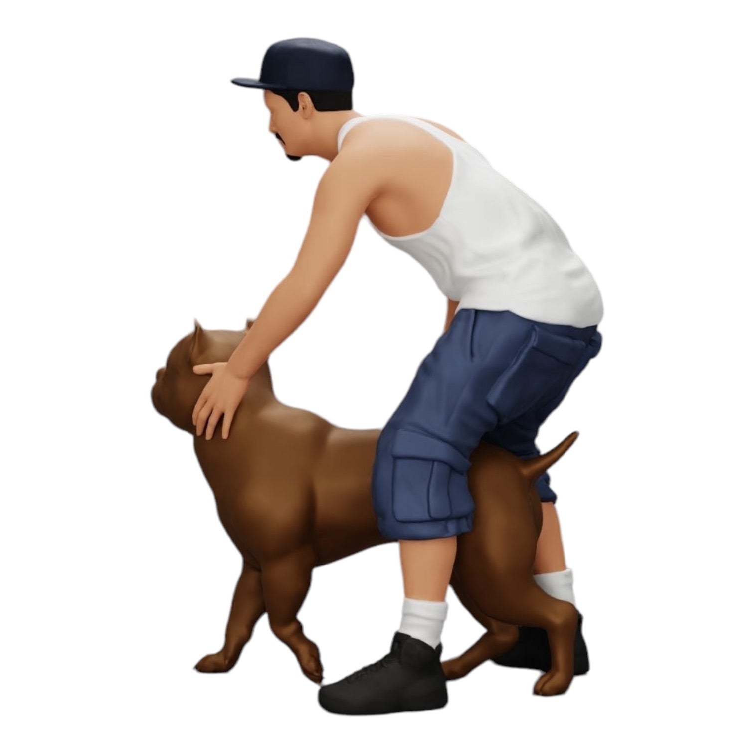 Foto de producto de modelismo diorama 0: Gangster-Homie con gorra y perro Pitbull (Ref. Nr. A22)
