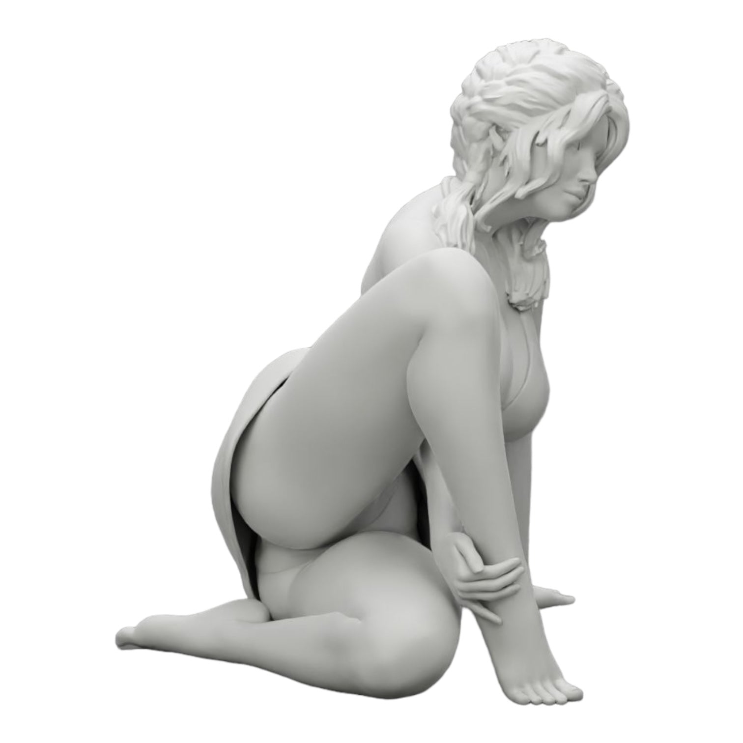 Foto de producto de modelismo de diorama 0: Mujer atractiva sentada relajada en cuclillas (Ref Nr. A34)