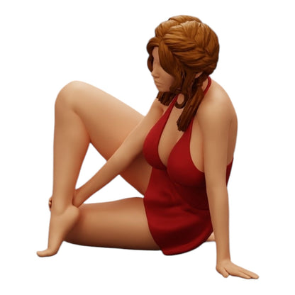 Foto de producto de modelismo de diorama 0: Mujer atractiva sentada relajada en cuclillas (Ref Nr. A34)