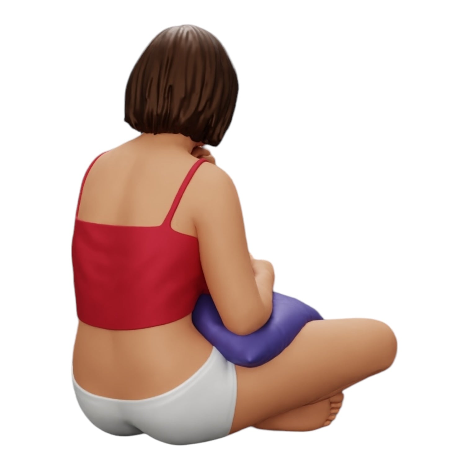 Foto del producto de modelismo de diorama 0: Niña sentada frente al televisor con almohadas en las piernas (Ref Nr. A36)