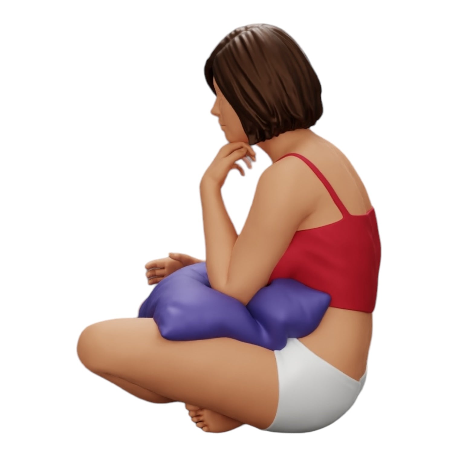 Foto del producto de modelismo de diorama 0: Niña sentada frente al televisor con almohadas en las piernas (Ref Nr. A36)