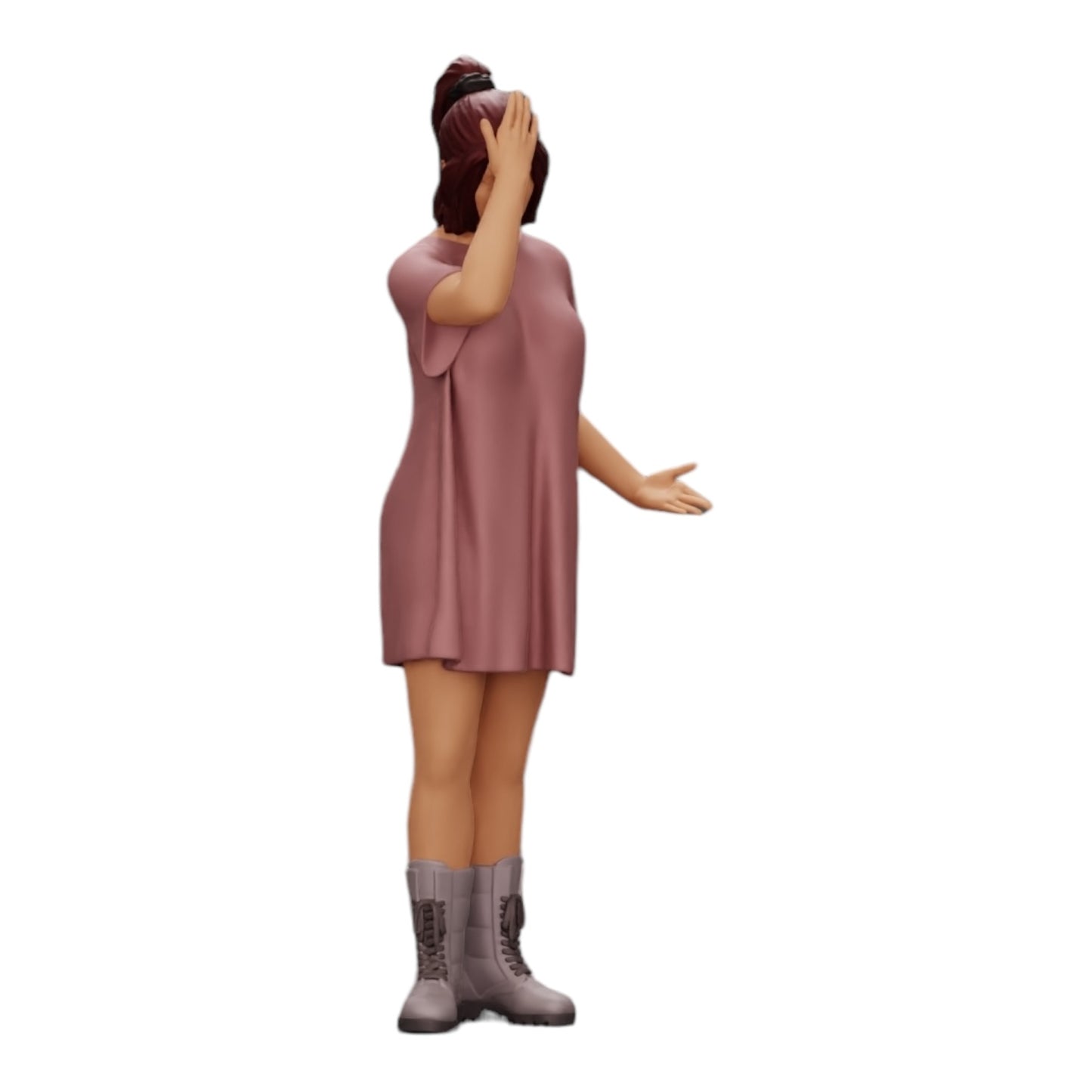 Foto de producto de modelismo de diorama 0: Joven atractiva con camisa larga y botas (Ref. Nr. A37)