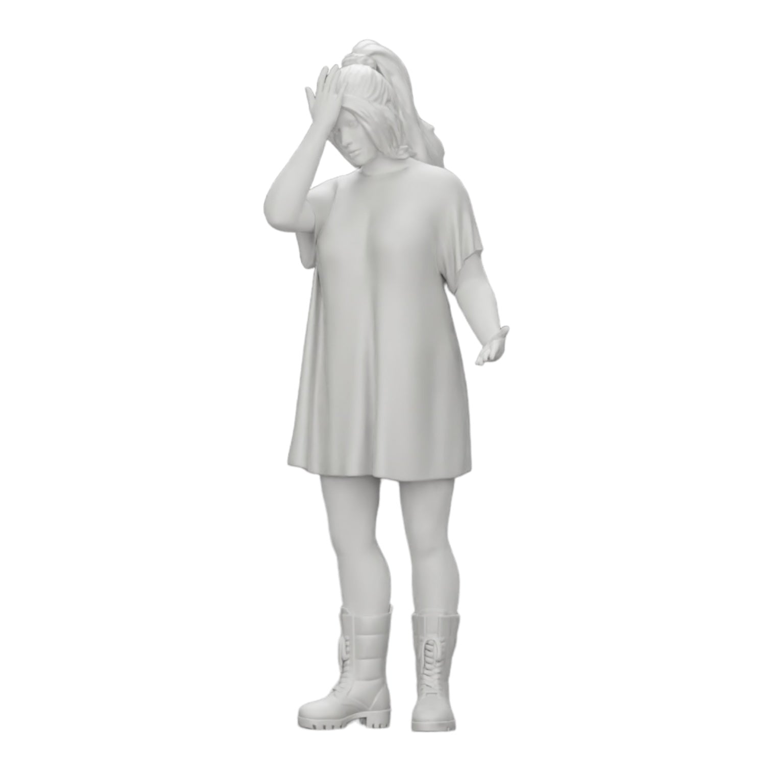 Foto de producto de modelismo de diorama 0: Joven atractiva con camisa larga y botas (Ref. Nr. A37)