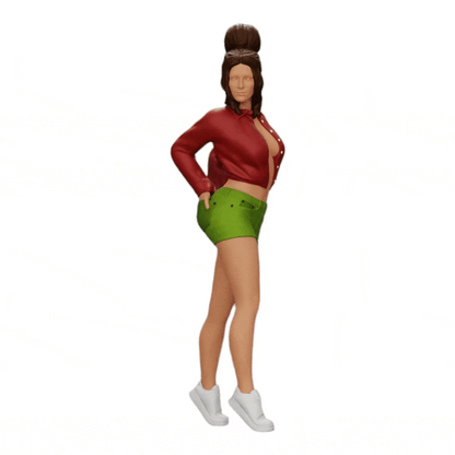 Foto de producto de modelismo de diorama 0: Chica sexy en shorts y camiseta corta con las manos en el bolsillo trasero (Ref Nr. A38)