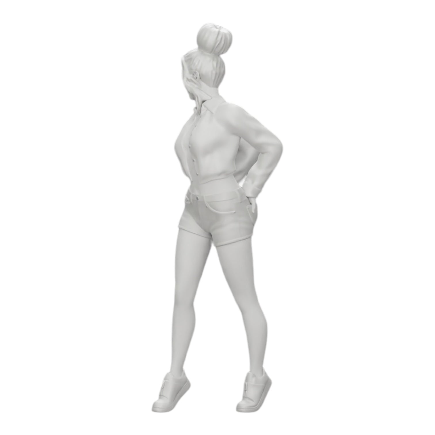 Diorama Modellbau Produktfoto 0: Sexy Mädchen in Shorts und offenem Minishirt und Händen in Gesäßtasche (Ref Nr. A38)