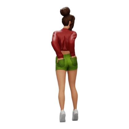Foto de producto de modelismo de diorama 0: Chica sexy en shorts y camiseta corta con las manos en el bolsillo trasero (Ref Nr. A38)