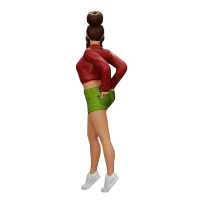 Foto de producto de modelismo de diorama 0: Chica sexy en shorts y camiseta corta con las manos en el bolsillo trasero (Ref Nr. A38)
