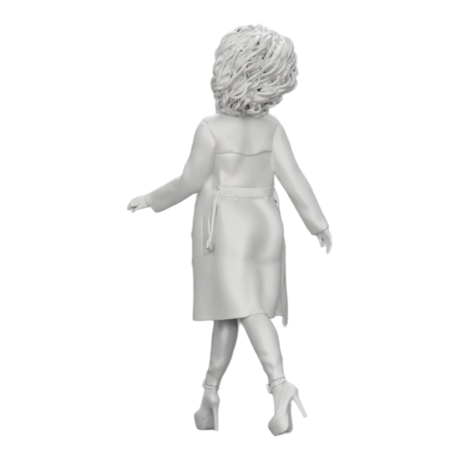 Diorama Modellbau Produktfoto 0: Modische Frau mit lockigem Haar in langen, offenen Mantel spaziert (Ref Nr. A40)