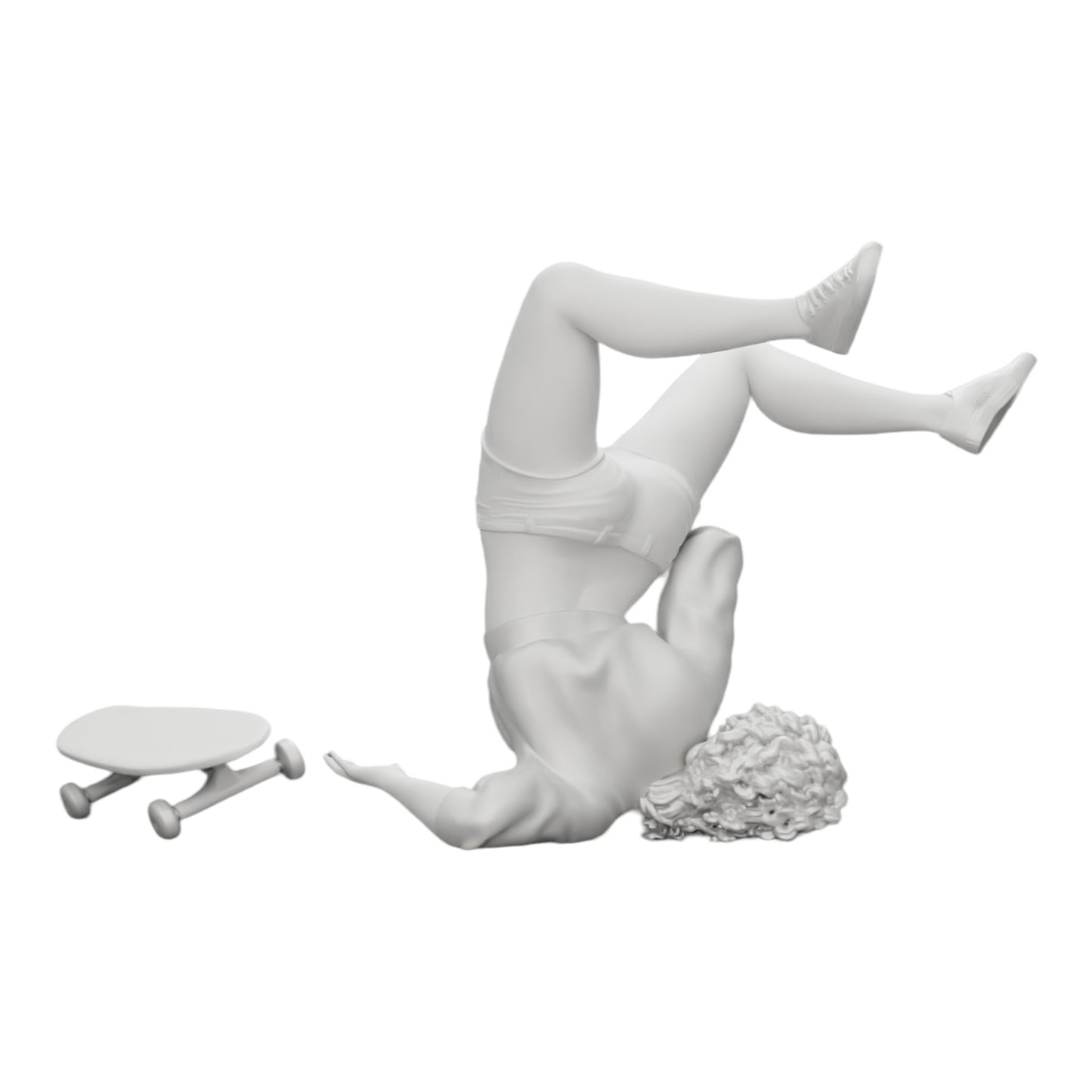 Foto de producto de modelismo de diorama 0: Niña con cabello rizado cae de la patineta durante el deporte (Ref Nr. A44)