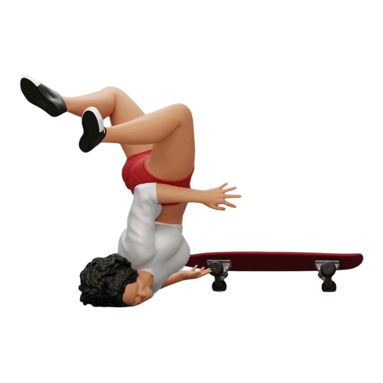 Foto de producto de modelismo de diorama 0: Niña con cabello rizado cae de la patineta durante el deporte (Ref Nr. A44)