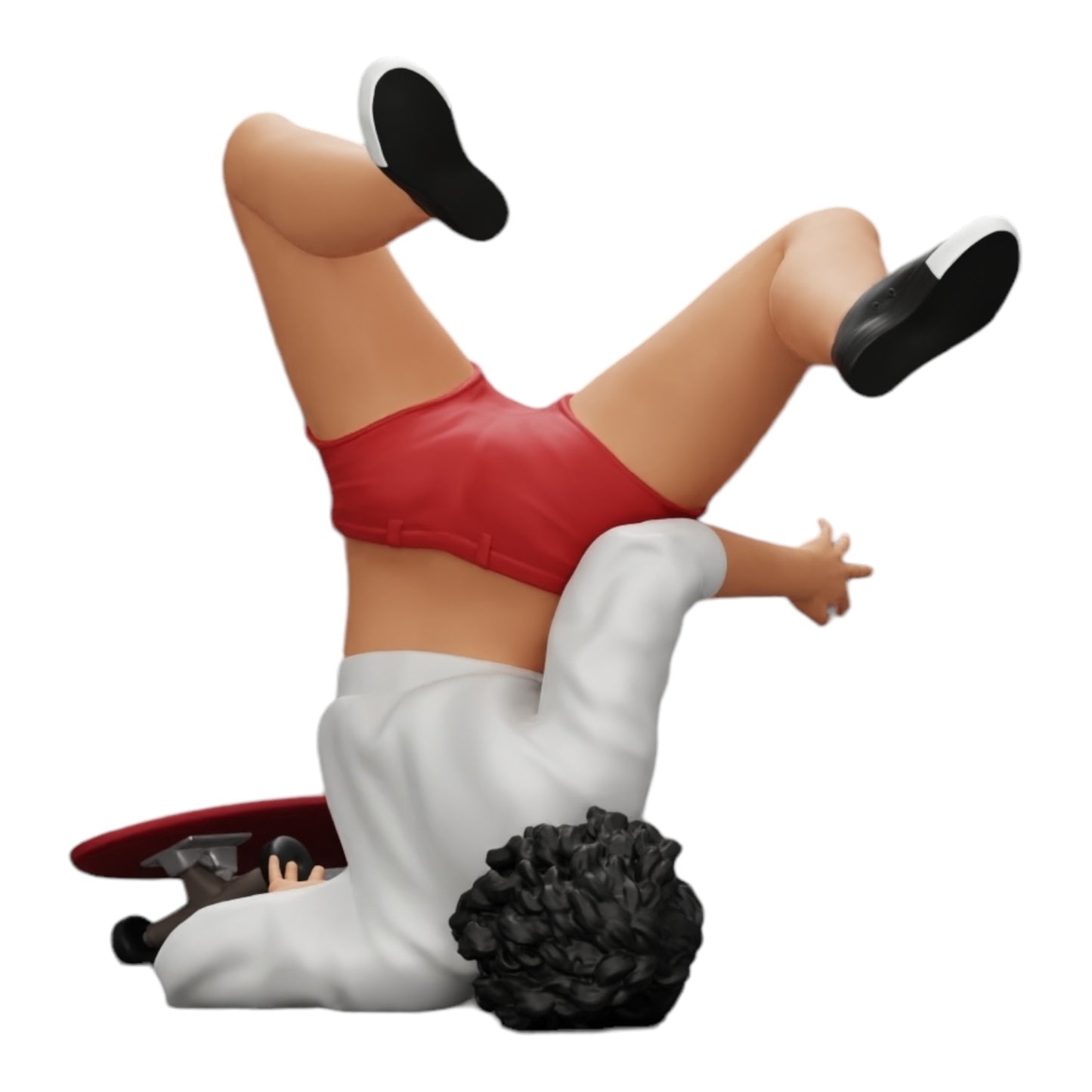 Foto de producto de modelismo de diorama 0: Niña con cabello rizado cae de la patineta durante el deporte (Ref Nr. A44)