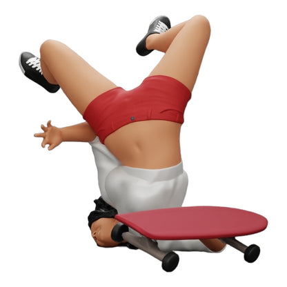 Foto de producto de modelismo de diorama 0: Niña con cabello rizado cae de la patineta durante el deporte (Ref Nr. A44)