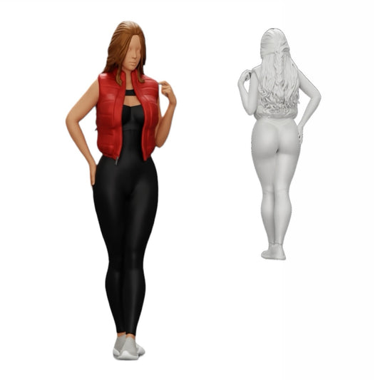 Diorama Modellbau Produktfoto 0: Attraktive Frau mit langen Haaren in Body und offener Weste (Ref Nr. A46)