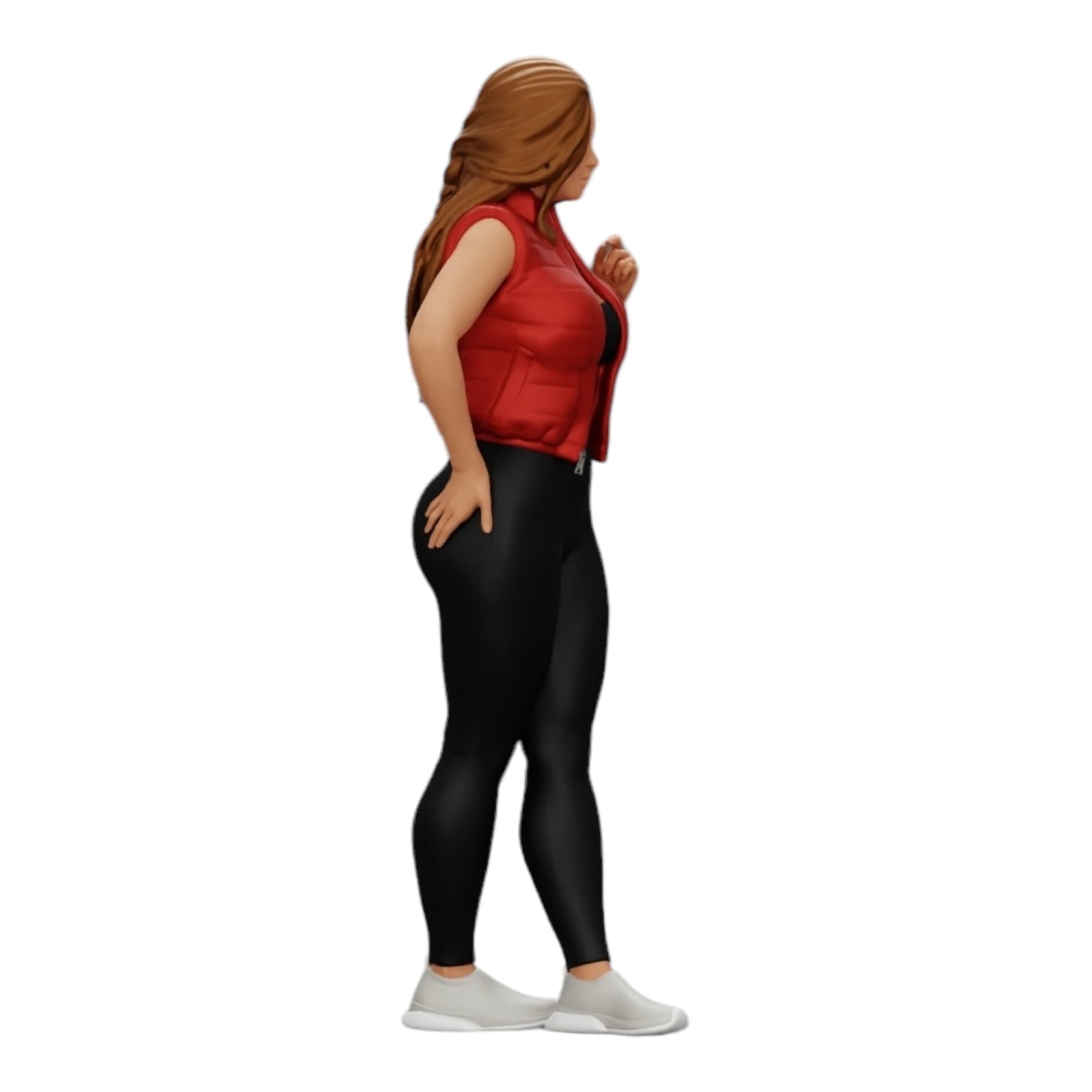 Foto de producto de modelismo de diorama 0: Mujer atractiva con cabello largo en body y chaleco abierto (Ref Nr. A46)