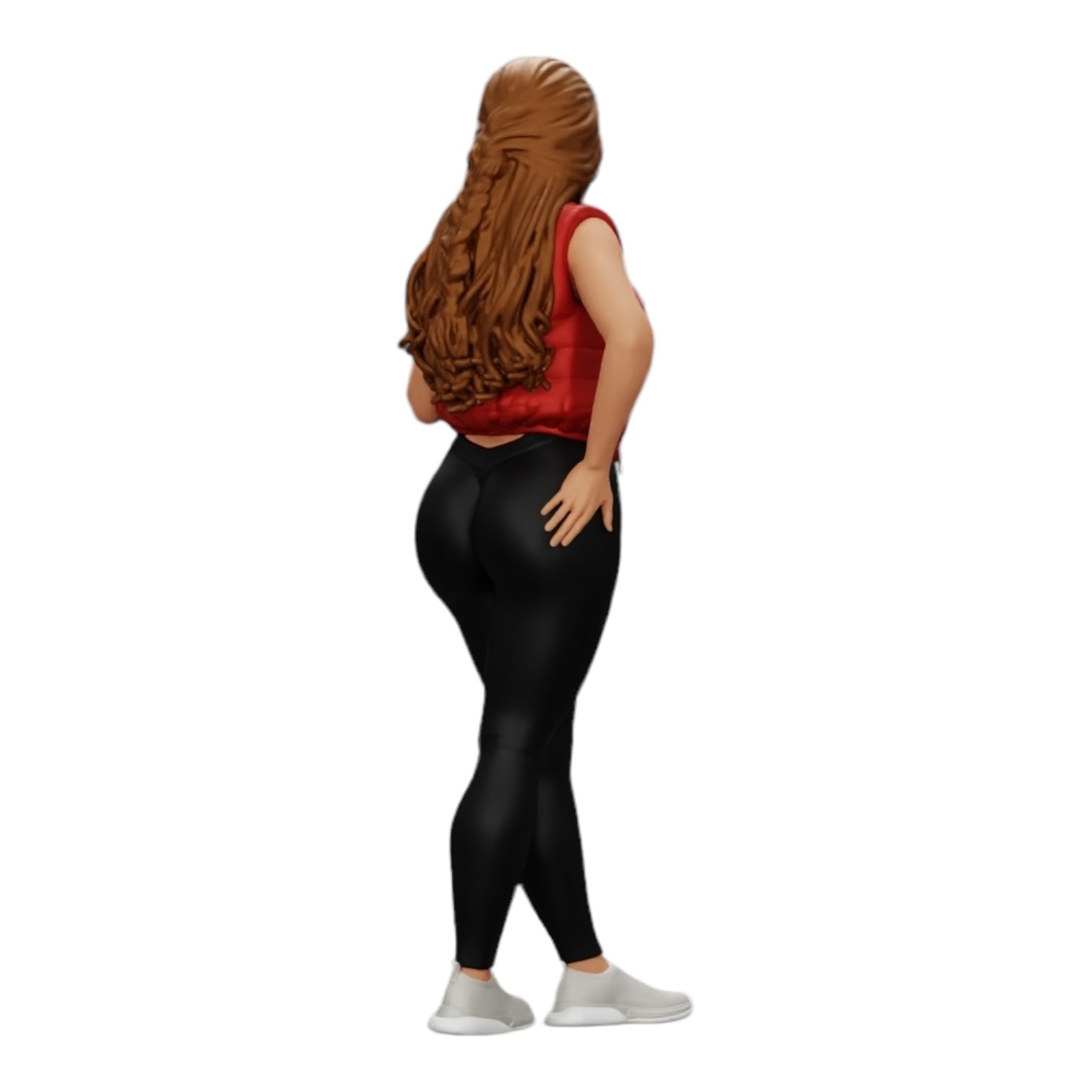 Foto de producto de modelismo de diorama 0: Mujer atractiva con cabello largo en body y chaleco abierto (Ref Nr. A46)