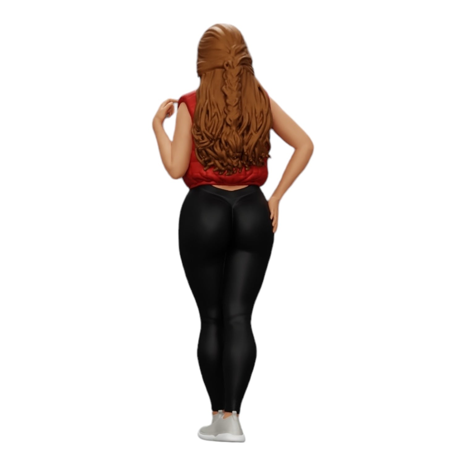 Foto de producto de modelismo de diorama 0: Mujer atractiva con cabello largo en body y chaleco abierto (Ref Nr. A46)