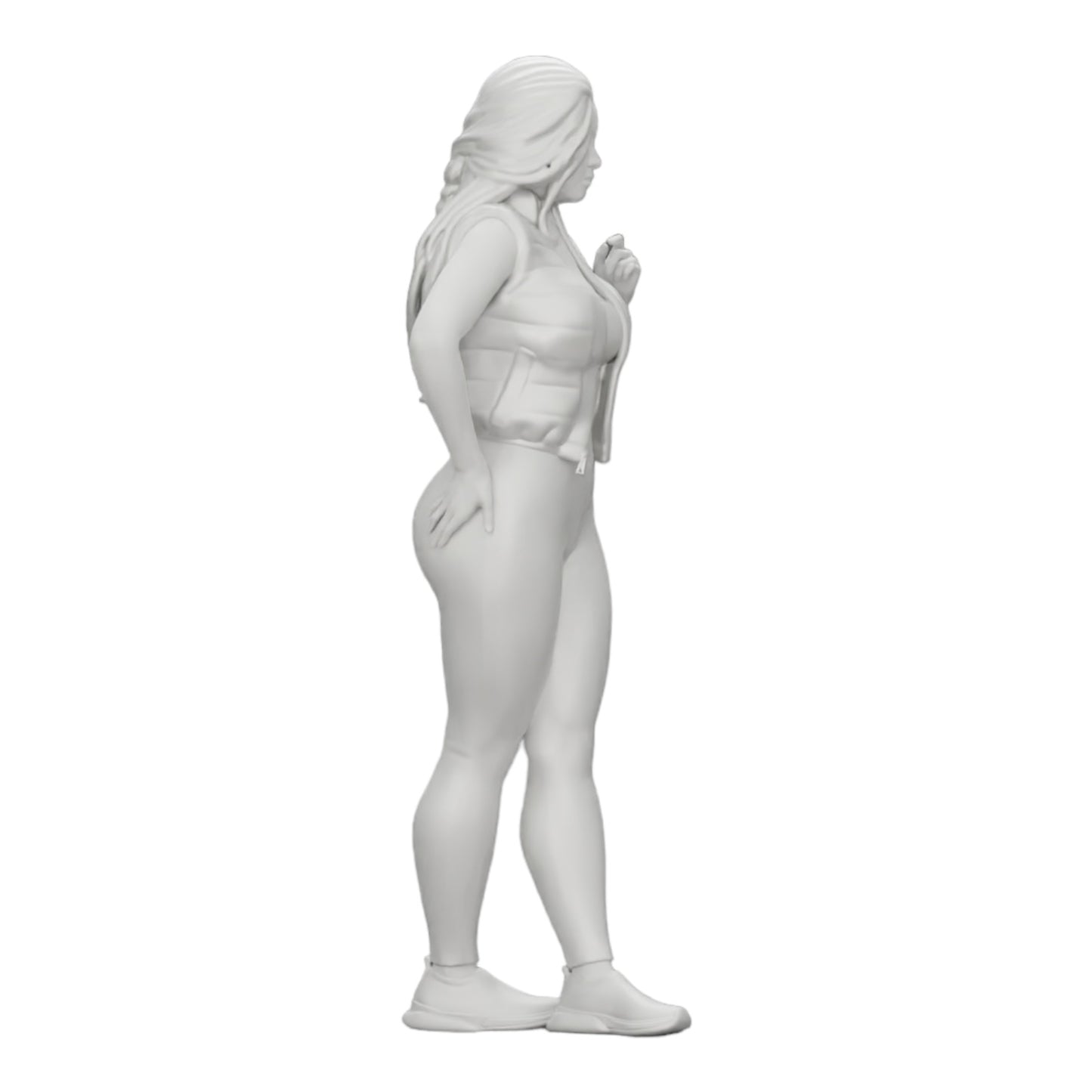 Foto de producto de modelismo de diorama 0: Mujer atractiva con cabello largo en body y chaleco abierto (Ref Nr. A46)