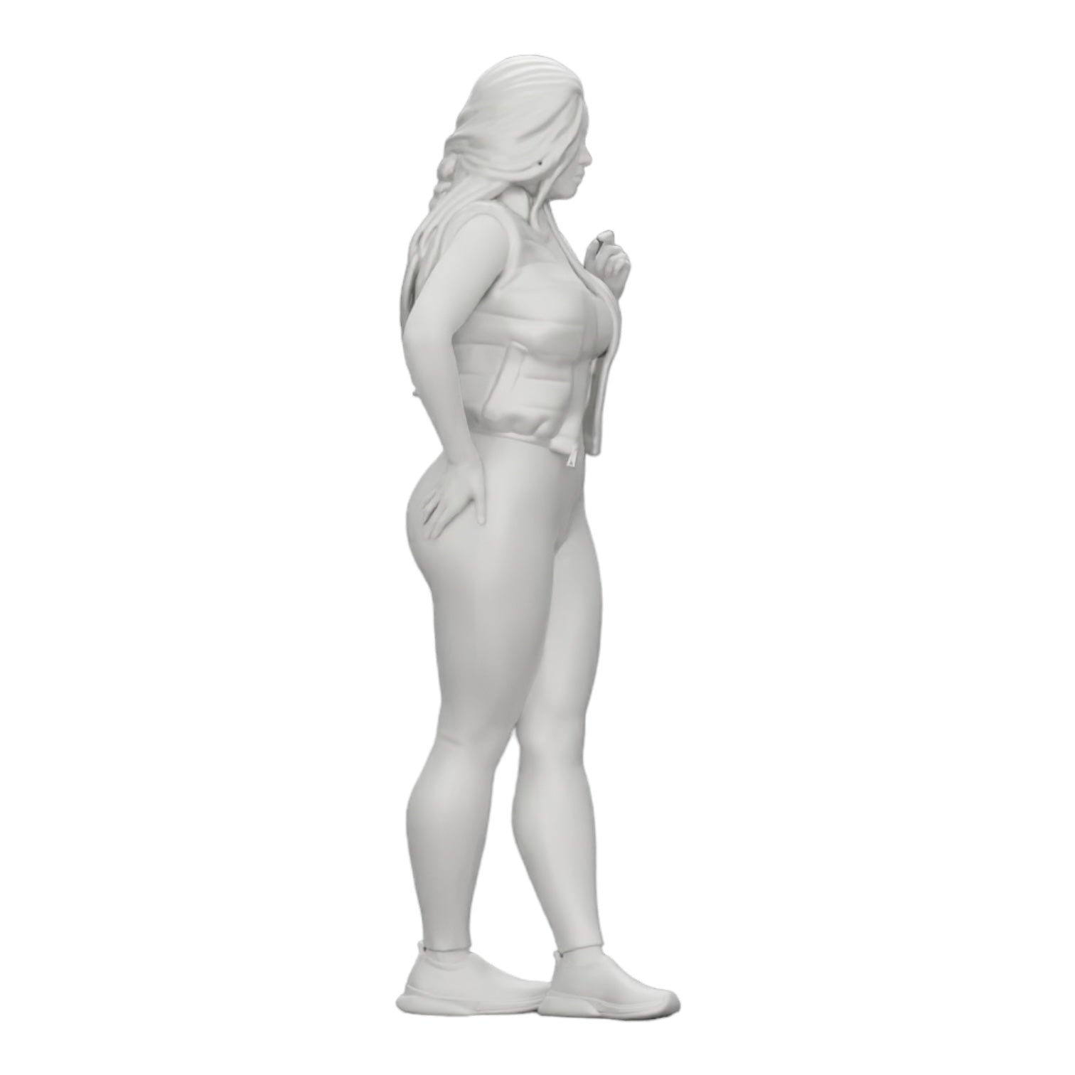 Foto de producto de modelismo de diorama 0: Mujer atractiva con cabello largo en body y chaleco abierto (Ref Nr. A46)