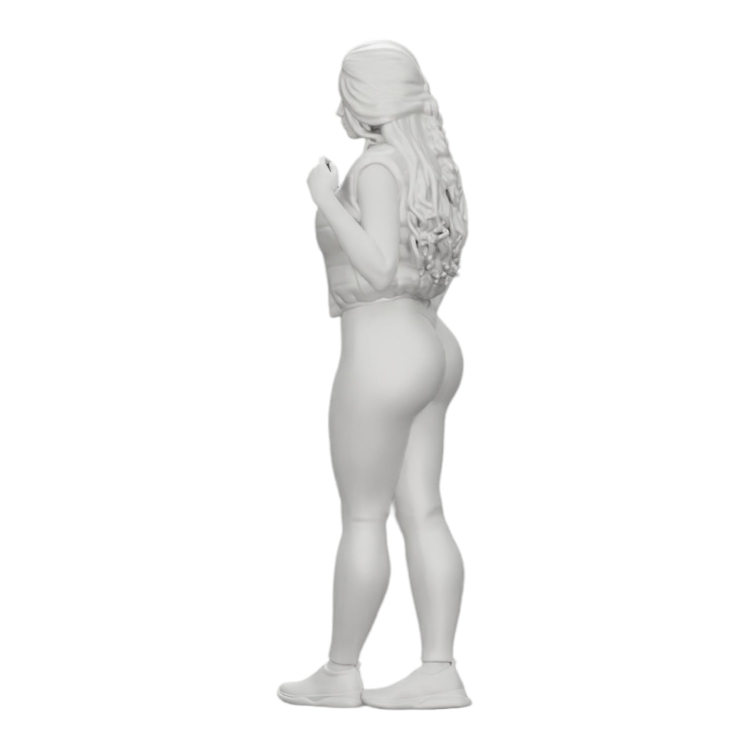 Foto de producto de modelismo de diorama 0: Mujer atractiva con cabello largo en body y chaleco abierto (Ref Nr. A46)