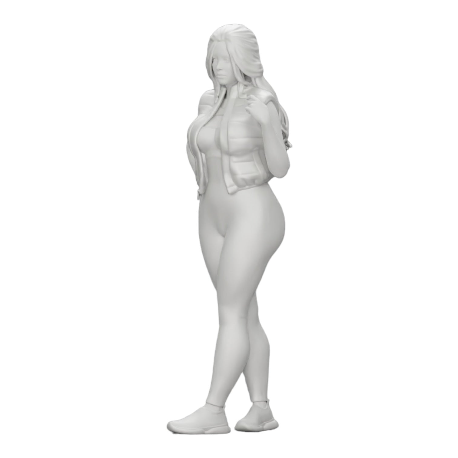 Foto de producto de modelismo de diorama 0: Mujer atractiva con cabello largo en body y chaleco abierto (Ref Nr. A46)