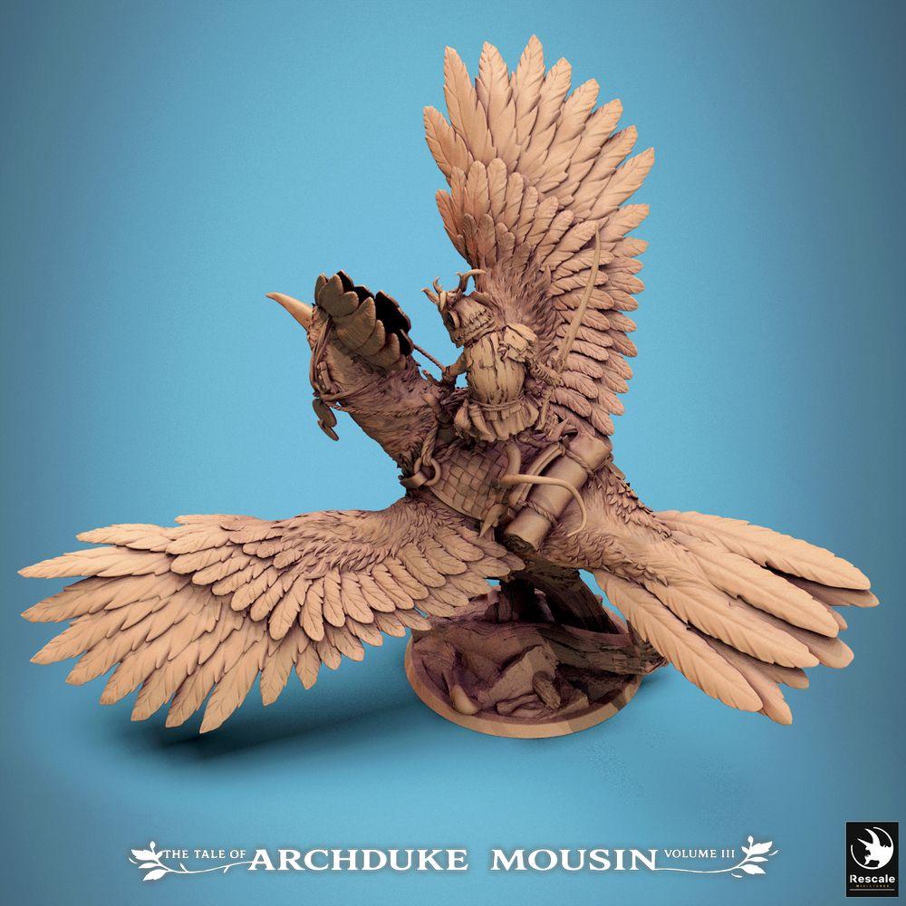 Foto del producto Tabletop 28mm Lord of the Print (LotP) 2: Miniatura de Tabletop: Caballero Ratón sobre Wiedehopf (Hoopoe) - Jinete de la Caballería Aérea con Sable, figura de héroe de escaramuza, jinete de bestias (25_07_E1)