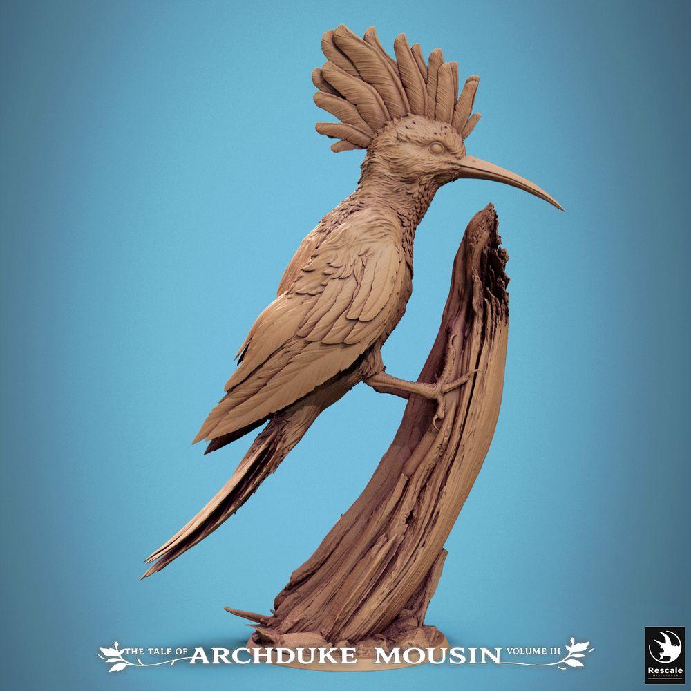 Foto del producto Tabletop 28mm Lord of the Print (LotP) 0: Miniatura de Tabletop: Espía Wiedehopf - Hoopoe Spy, criatura ave y ave tótem, familiar y explorador en base de diorama de tronco de árbol (25_07_E3)