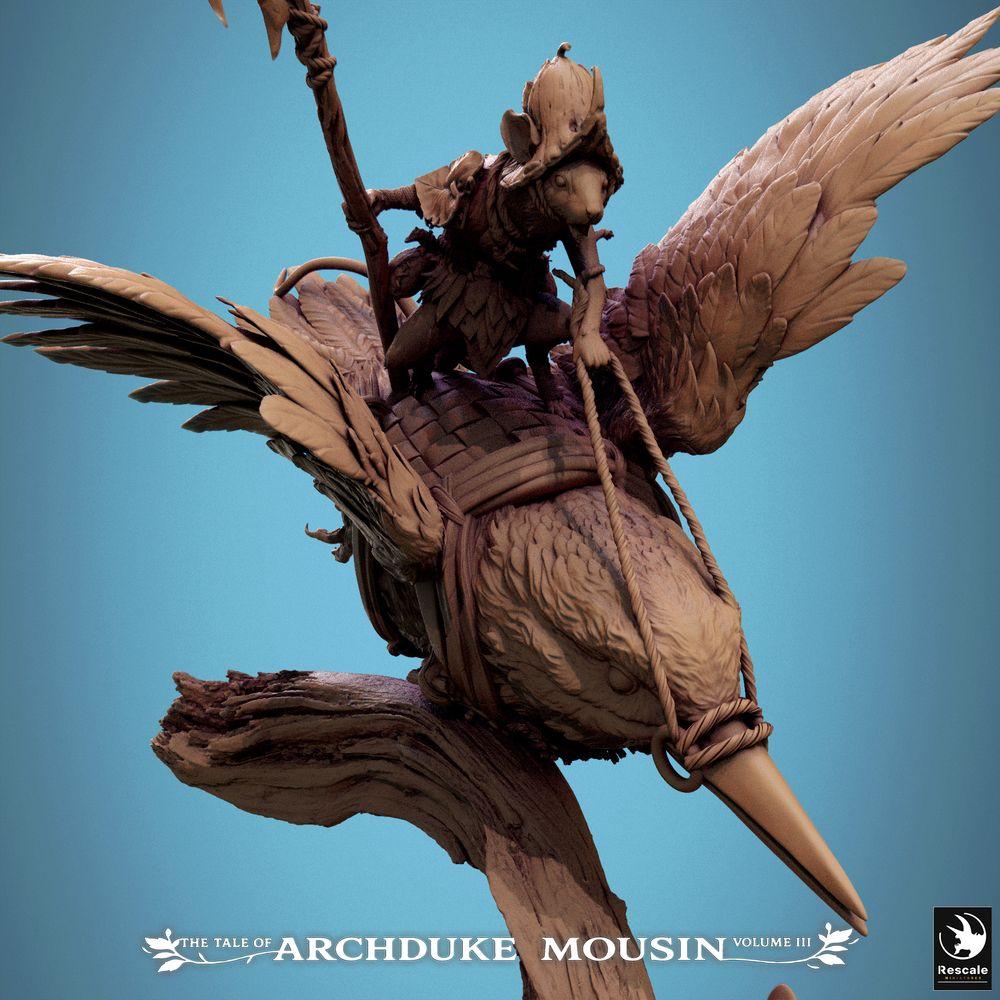 Foto del producto Tabletop 28mm Lord of the Print (LotP) 3: Miniatura de Tabletop: Caballero Ratón en Martinete, Guerrero Montado en Picoteo en Picada, Campeón de Caballería (Caída del Martinete) (25_07_F1)