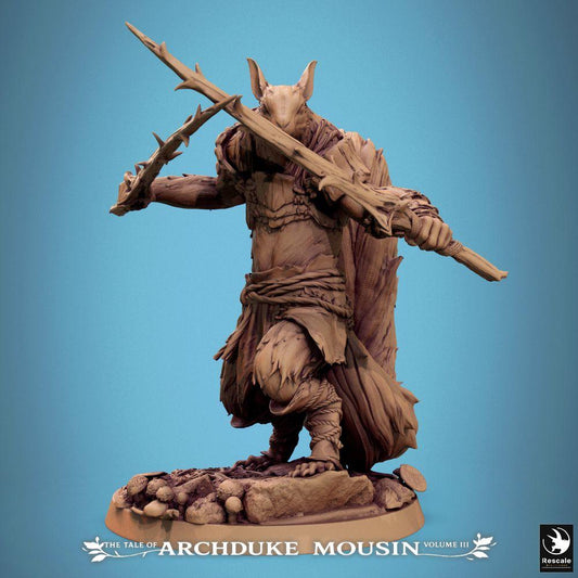 Foto del producto Tabletop 28mm Lord of the Print (LotP) 0: Figura de fantasía: Hombre rata explorador/duelista - Guerrero de dos armas con lanza espinosa y cuchillo espinoso, pícaro y cazador de bestias (25_07_M5)