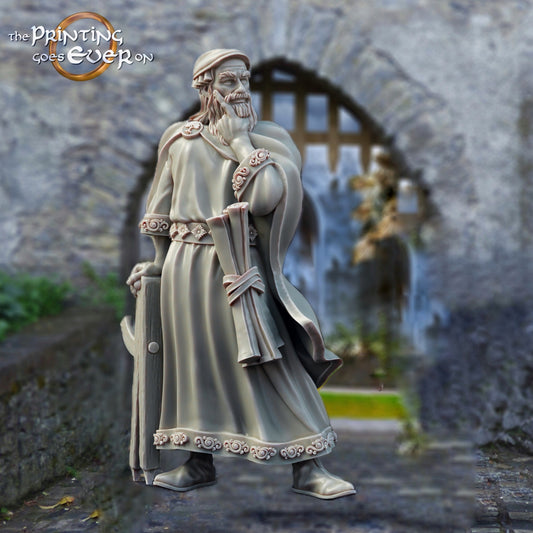 Produktfoto mittelalterliche historische Figur 75mm Scale The Printing Goes Ever On (TPGEO)  0: Mittelalterliche Ritter Figuren Architekt - 75mm Modelle - Mittelalterliche Stadt