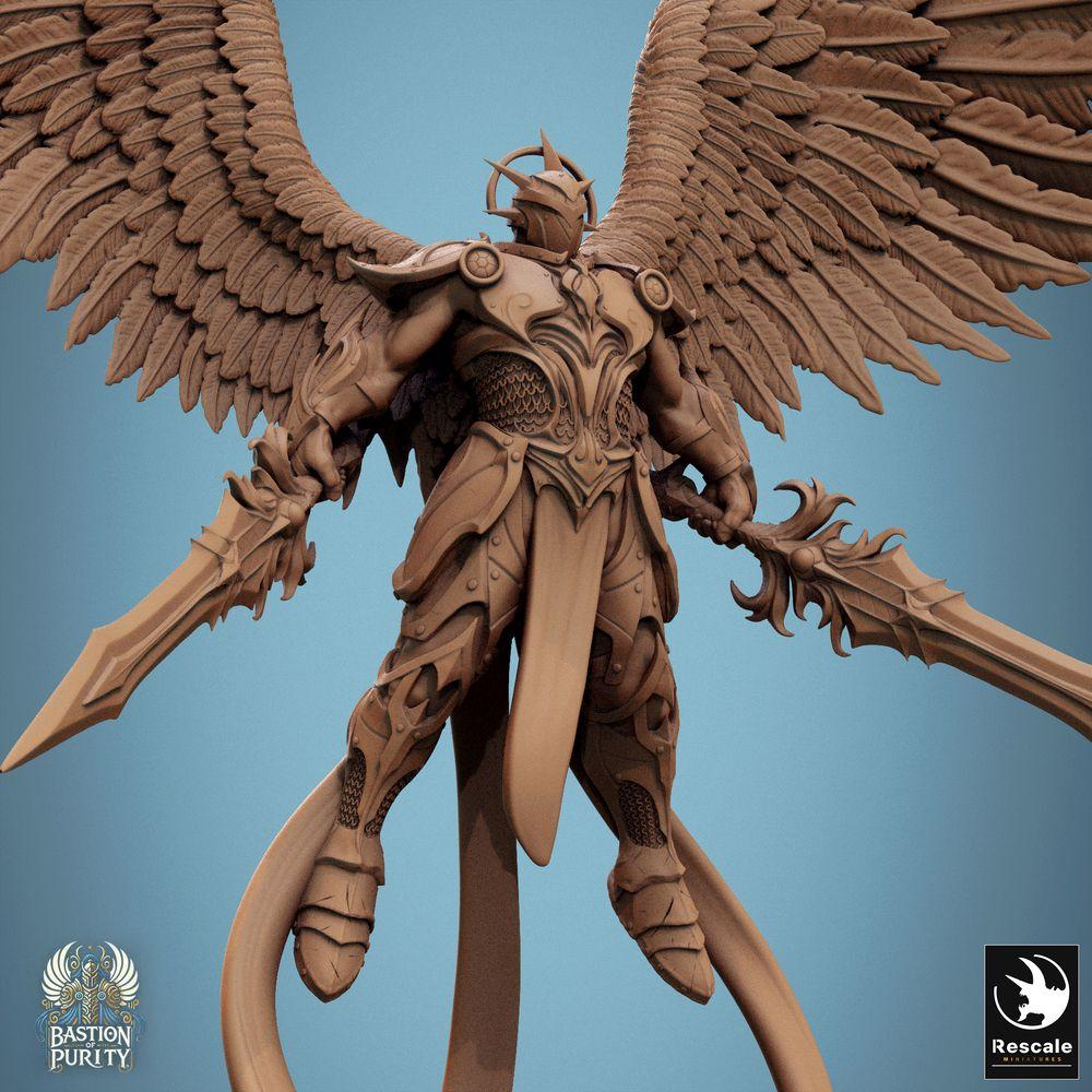 Foto del producto Tabletop 28mm Lord of the Print (LotP) 0: Miniatura de fantasía: Guerrero celestial, paladín alado, campeón de dos espadas - Aurelian Skyblade (24_09_B2)