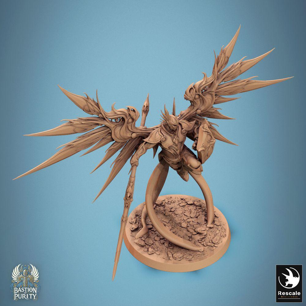 Foto del producto Tabletop 28mm Lord of the Print (LotP) 0: Miniatura de Tabletop: Paladín alado / Guerrero ángel, caballero del cielo con espada larga y escudo heráldico - Aurelian Skyblade (24_09_B5)