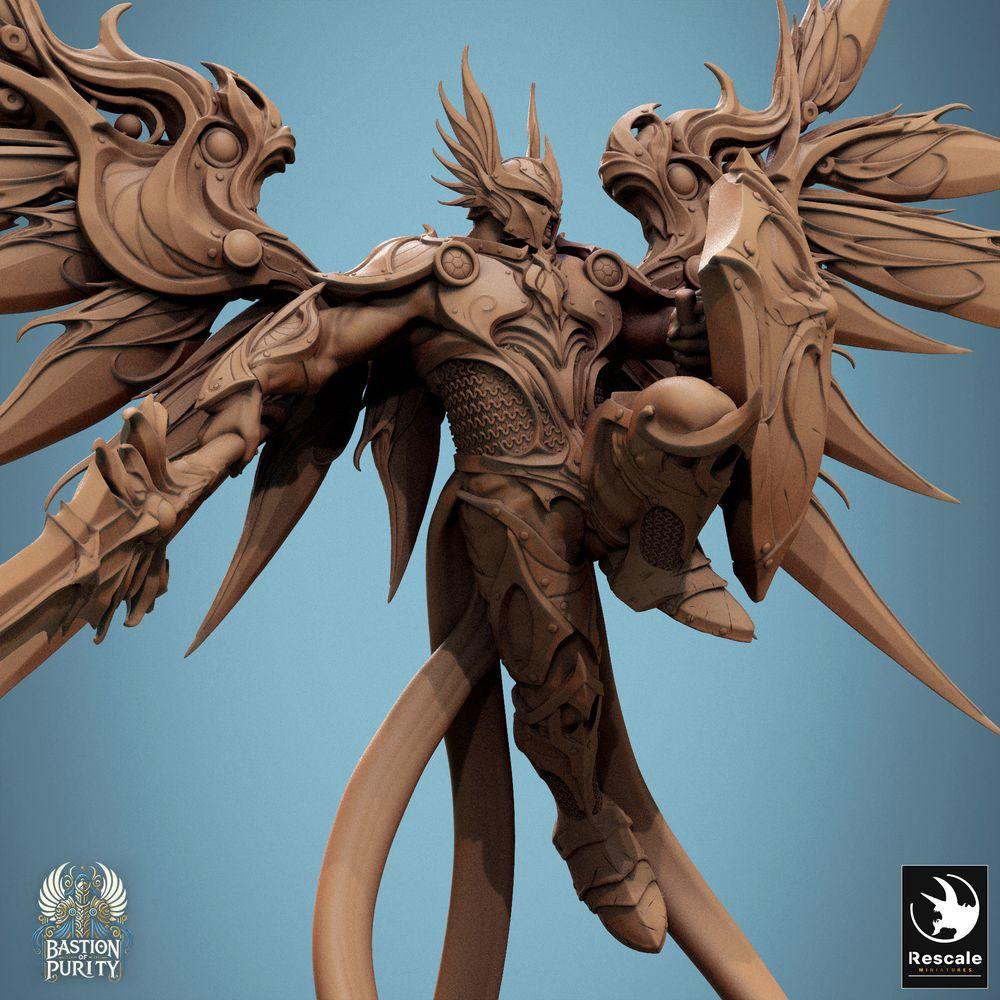 Foto del producto Tabletop 28mm Lord of the Print (LotP) 0: Miniatura de Tabletop: Paladín Alado / Guerrero Ángel, Caballero del Cielo con Espada Larga y Escudo Heráldico - Aurelian Skyblade (24_09_B5)