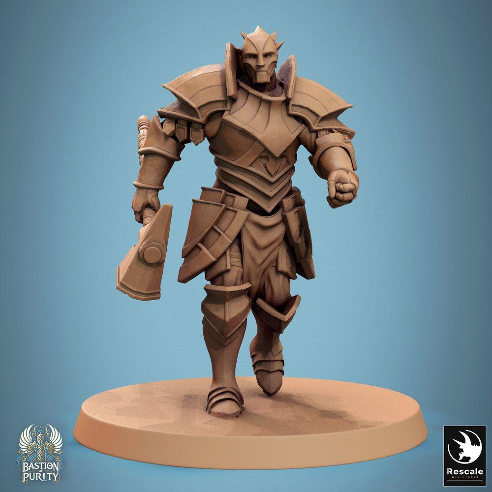 Foto del producto Tabletop 28mm Lord of the Print (LotP) 0: Miniatura de Tabletop: Paladín / Caballero Templario con martillo de guerra, guerrero de orden fuertemente blindado, luchador con martillo, tanque de primera línea (24_09_C24)