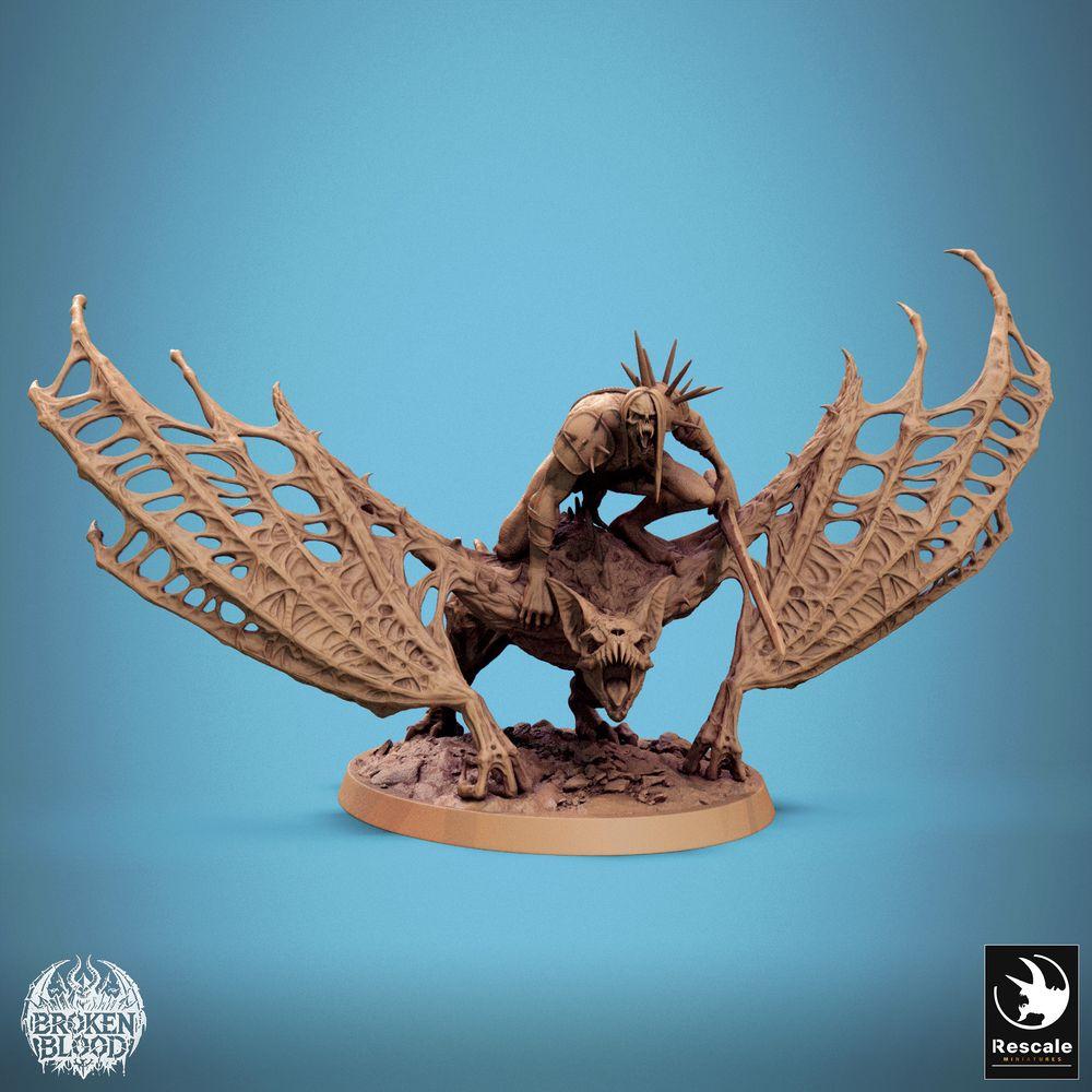 Foto del producto Tabletop 28mm Lord of the Print (LotP) 0: Miniatura de Tabletop: Jinete demoníaco sobre bestia alada, hechicero/cultista con lanza, jinete gárgola, monstruo jefe, modelo de personaje (24_11_D7)
