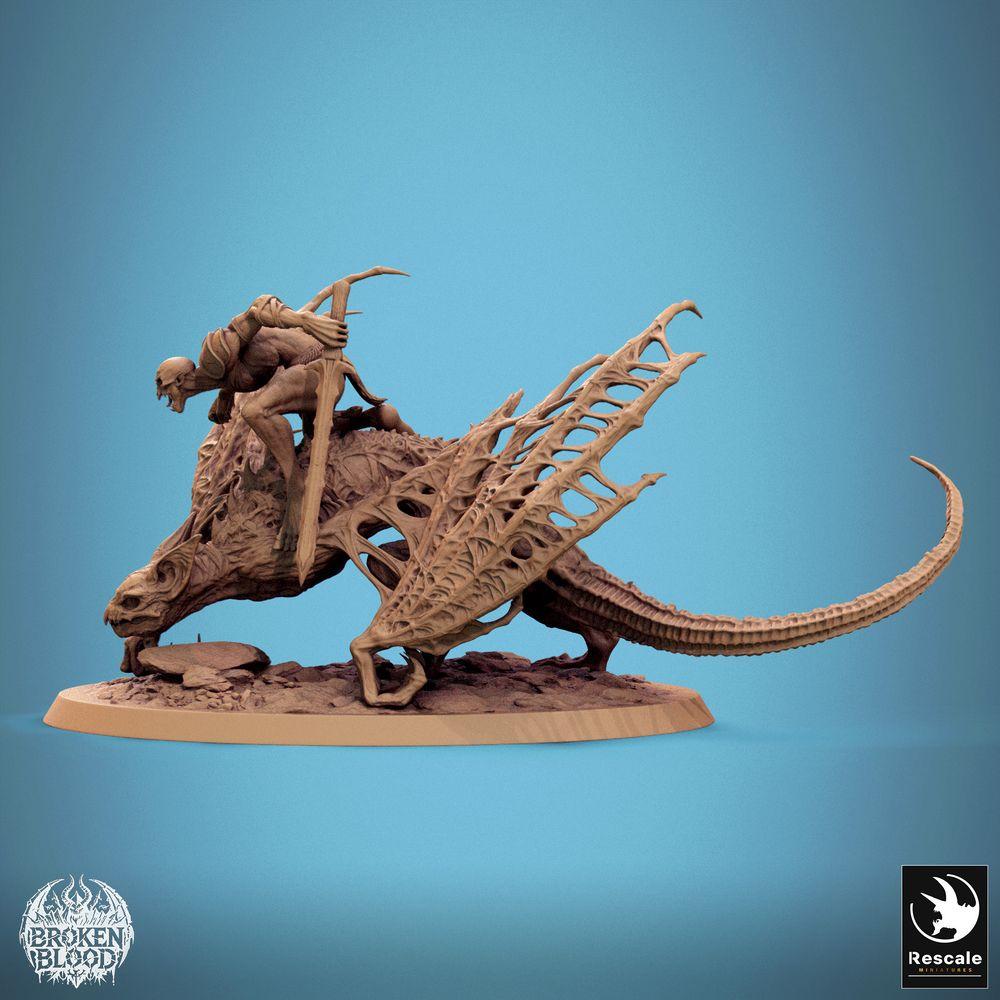 Foto del producto Tabletop 28mm Lord of the Print (LotP) 1: Miniatura de Tabletop: Jinete demoníaco sobre bestia alada, Señor gárgola con máscara de calavera y arma de asta, Jinete monstruo cazador del infierno (24_11_D9)