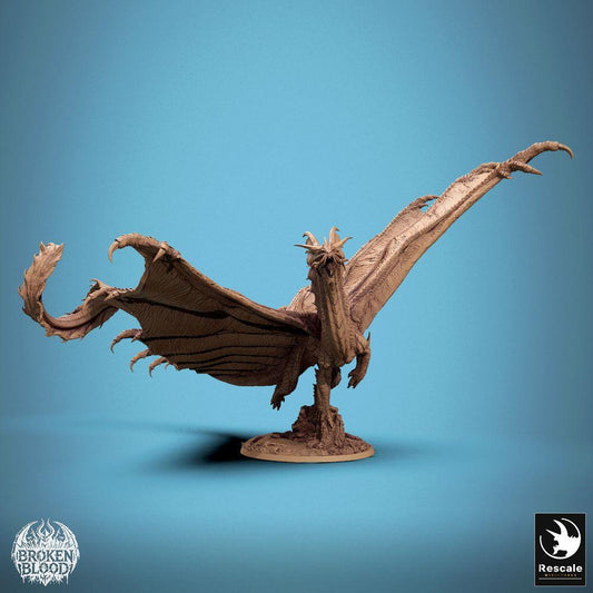 Foto del producto Tabletop 28mm Lord of the Print (LotP) 0: Figura de fantasía: Dragón dorado - bestia legendaria voladora en pose dinámica con alas extendidas, Wyvern/Lindwurm, monstruo jefe (24_11_A1)