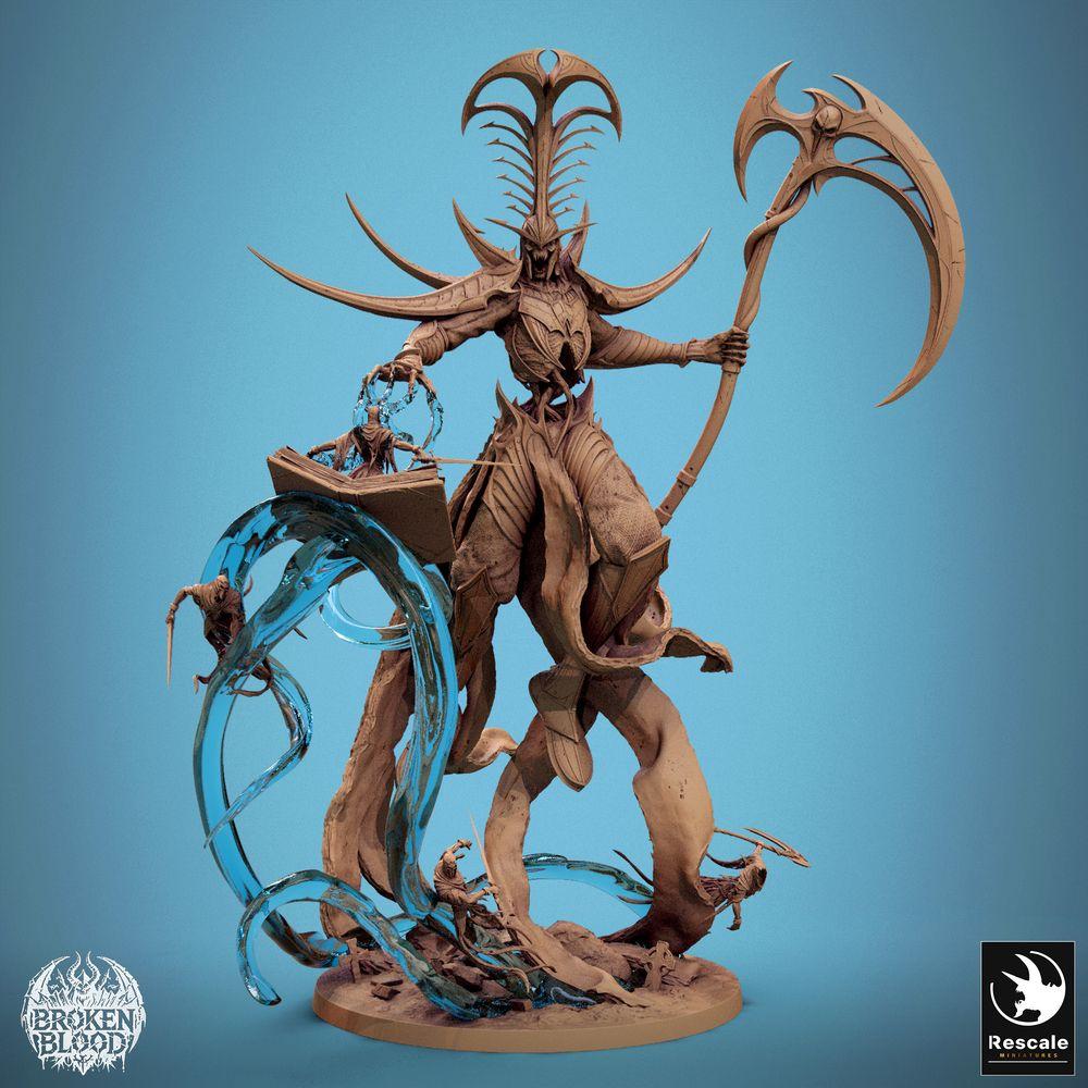 Foto del producto Tabletop 28mm Lord of the Print (LotP) 0: Miniatura de Tabletop: Señor Demonio Velkaran el Caído, Invocador del Abismo & Maestro de las Guadañas con Guadaña de Doble Hoja, Campeón del Caos, Miniatura Jefe (24_11_G)