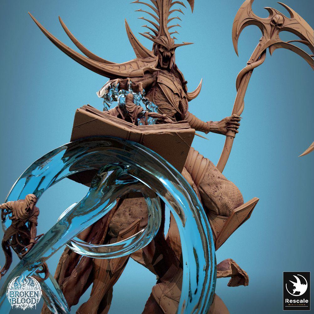 Foto del producto Tabletop 28mm Lord of the Print (LotP) 2: Miniatura de Tabletop: Señor demoníaco Velkaran el Caído, invocador del abismo y maestro de la guadaña con guadaña de doble filo, campeón del caos, miniatura de jefe (24_11_G)