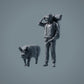 Figuras de animales de granja: Jabalí caminando - Berkshire Pig (a040)
