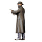 3DP Miniatures 2: Stehende Figur: Mann im Mantel mit Hut & Maschinenpistole mit Trommelmagazin (Ref. Nr. 515)